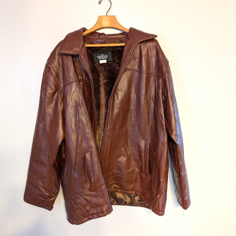 Men's Haband "Executive Division" Brown Leather Jacket, 3XLT